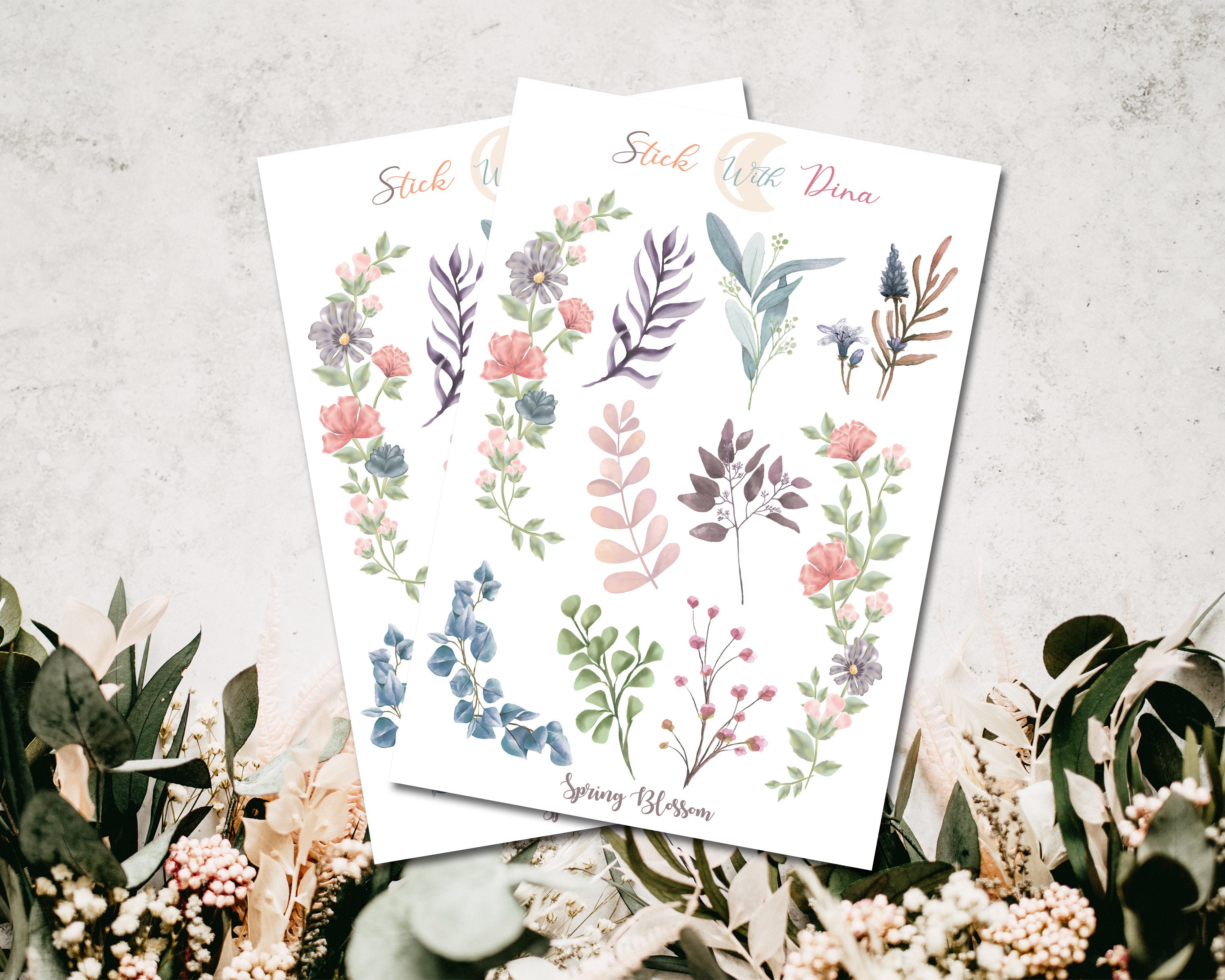 Spring Blossom Stickers Sheet | Bujo Stickers, Planner Stickers, Bullet ...
