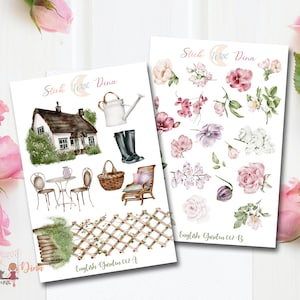 Feuille d'autocollants pour jardin anglais | Stickers Bujo printanier, Stickers agenda, Stickers Bullet Journaling, Stickers fleurs, Scrapbooking 067