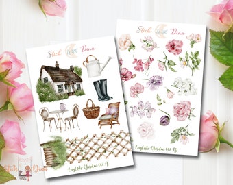 English Garden Stickers Sheet |  Spring Bujo Stickers, Planner Stickers, Bullet Journaling Stickers, florals Stickers, Scrapbooking 067