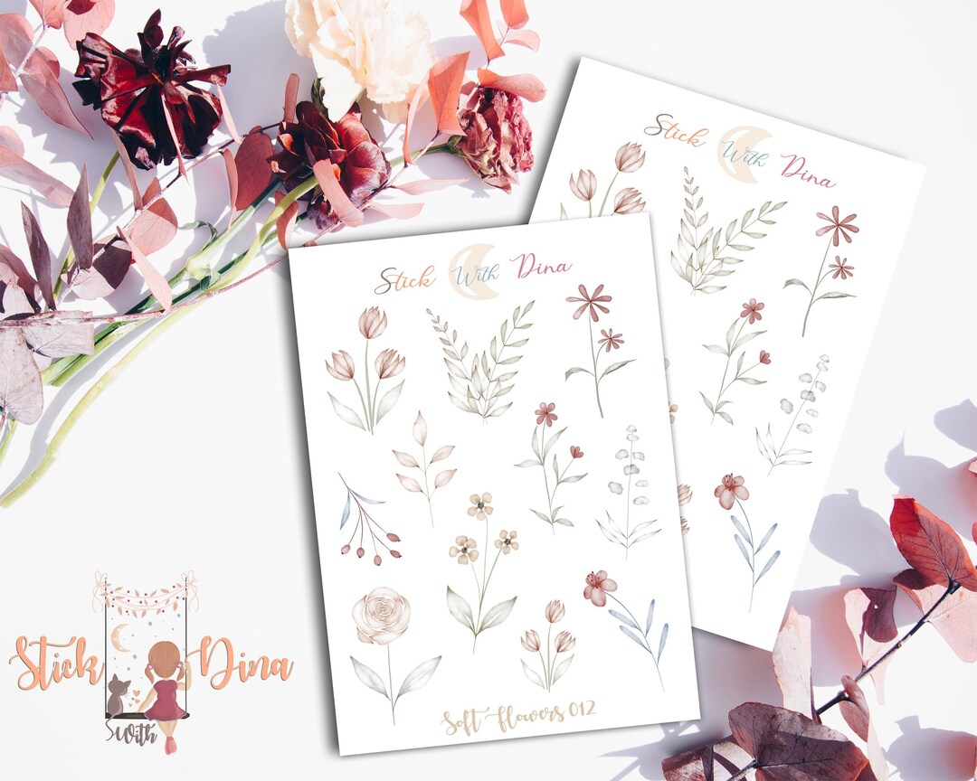 Spring Flower Stickers Sheet | Bujo Stickers, Planner Stickers, Bullet ...