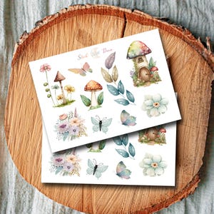 Mini Sticker Sheet Planner | Mushrooms Bujo Stickers, enchanted forest Stickers, Bullet Journaling Stickers, Stickers, Floral Spring Sticker