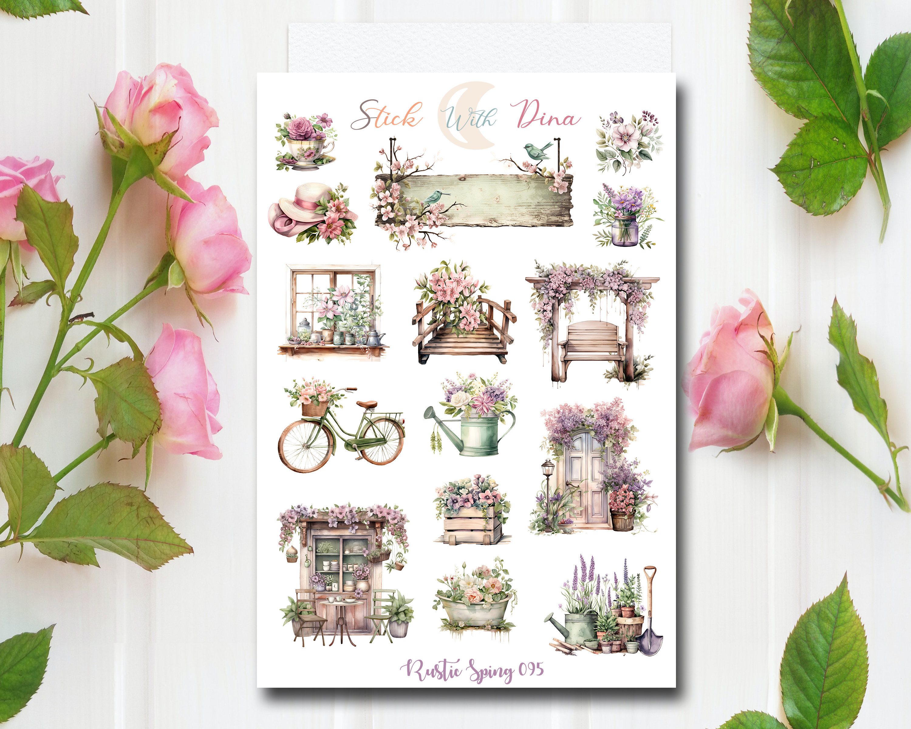 Rustic Spring Stickers Sheet | Garden Stickers, Spring Planner Stickers ...