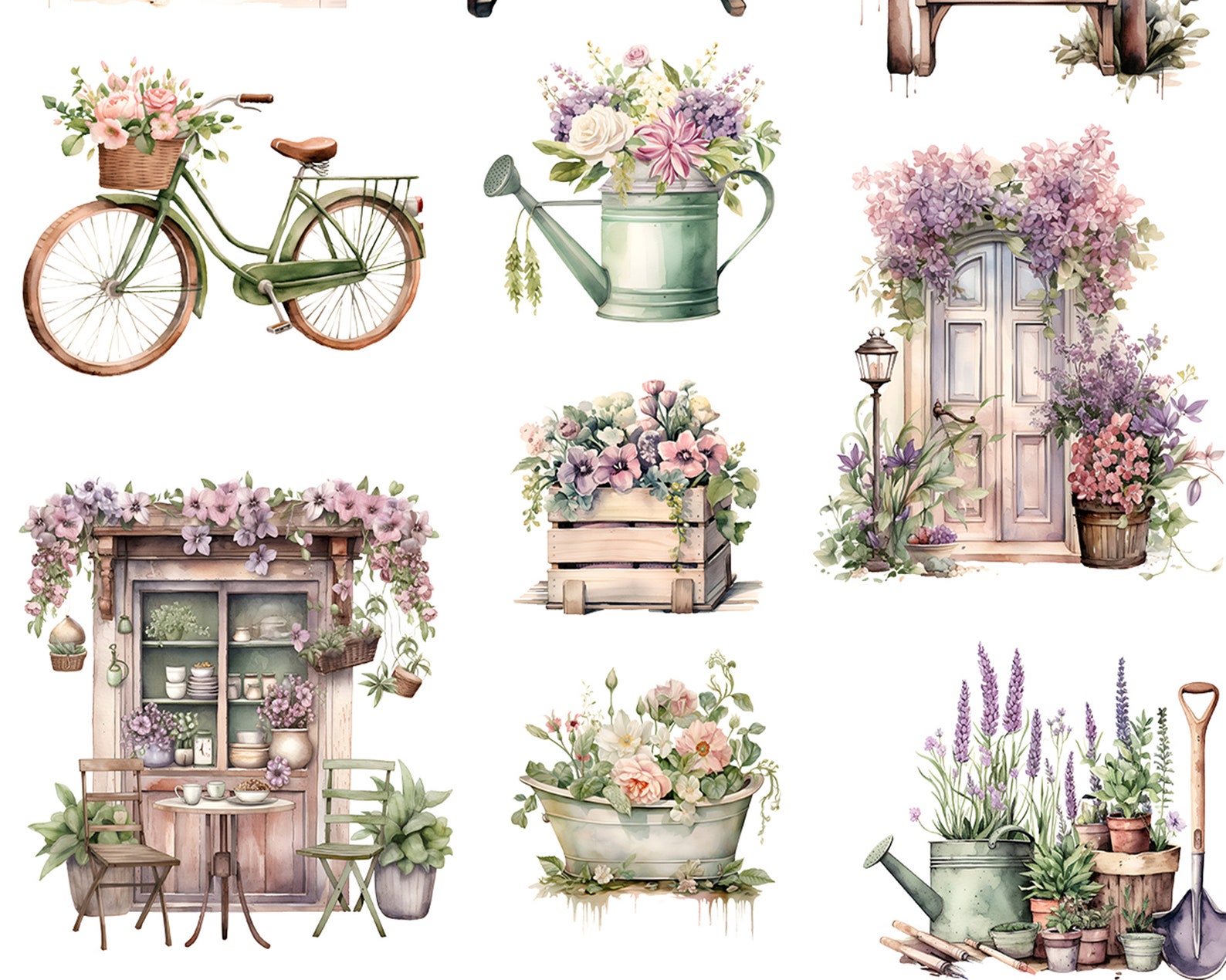 Sticker Drawings Rustic Rustic Spring Stickers Sheet | Garden Stickers, Spring Planner Stickers ...