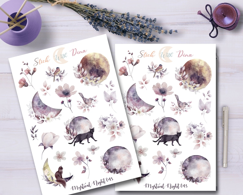 Mystical Night Bujo Stickers Deco Stickers Celestial - Etsy