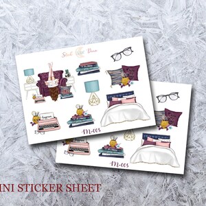 Mini Sticker Sheet journal | Study Bujo Stickers, Planner Stickers, Bullet Journaling Stickers, Sticker Sheet Aesthetic, books stickers