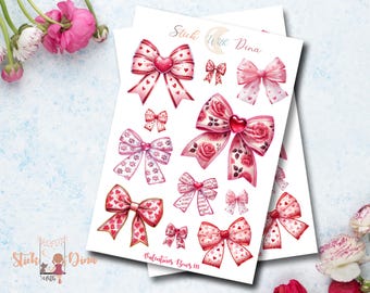 Valentines Bows Stickers | Coquette sticker, aesthetic stickers, planner stickers, cute journaling stickers,111