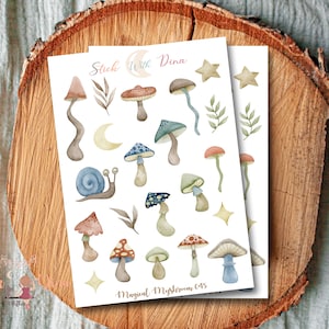 Magical Mushroom Stickers Sheet | Bujo Stickers, Planner Stickers, Bullet Journaling Stickers, Forest Sticker, stickers for scrapbooking 045