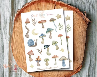 Magical Mushroom Stickers Sheet | Bujo Stickers, Planner Stickers, Bullet Journaling Stickers, Forest Sticker, stickers for scrapbooking 045