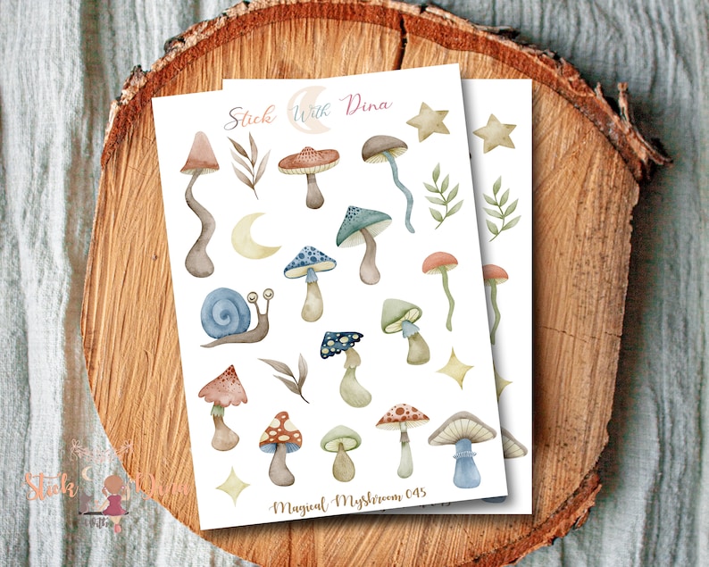 Magical Mushroom Stickers Sheet | Bujo Stickers, Planner Stickers, Bullet Journaling Stickers, Forest Sticker, stickers for scrapbooking 045 image 1