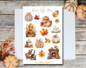 Pumpkin Sticker Sheet | Thanksgiving Stickers, Fall Stickers for Bullet Journaling, Deco Sticker for planner, Autumn Stickers 089B