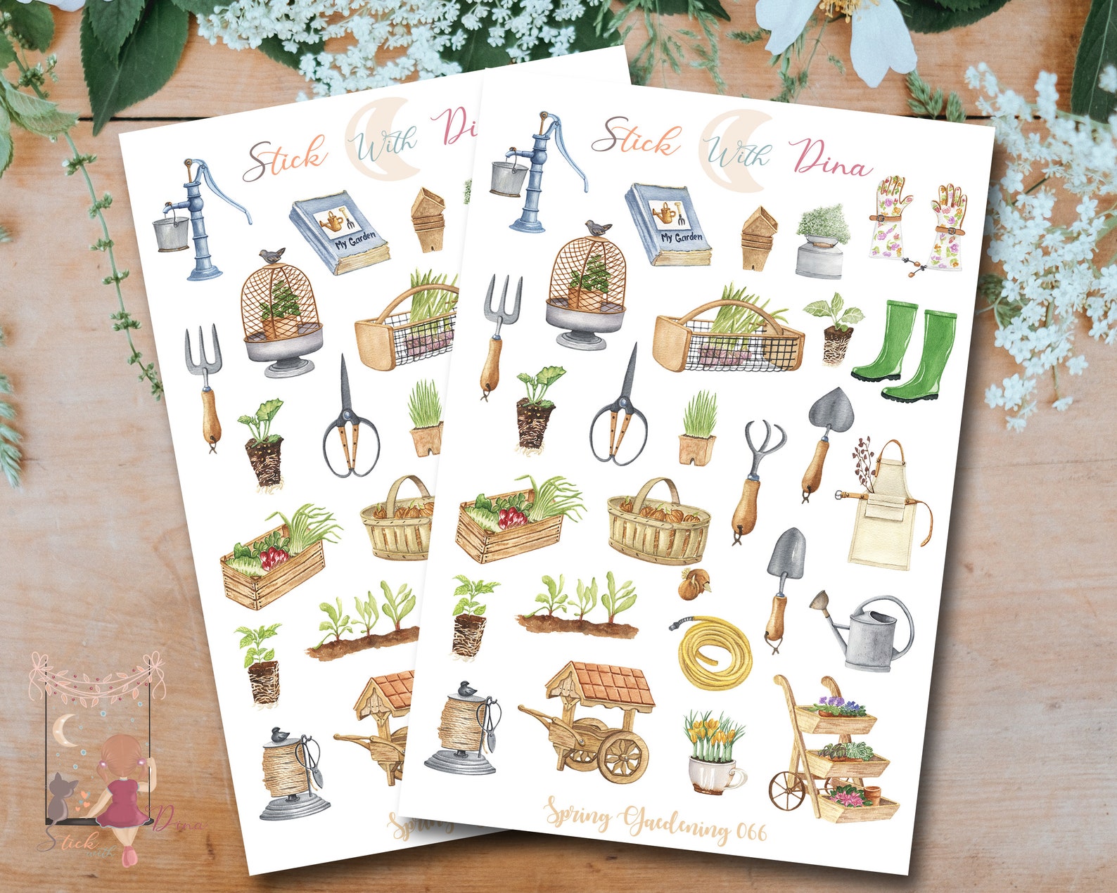 Spring Gardening Stickers Sheet | Bujo Stickers, Planner Stickers ...