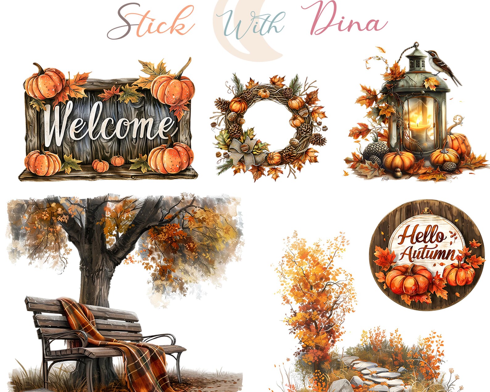 Hello Autumn Sticker Sheet | Autumnal Cozy Vibe, Fall Garden Stickers ...