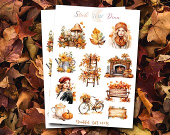 Thanksgiving Fall Sticker Sheet | Cozy Autumn Stickers, Aesthetic Stickers for Bullet Journaling , Deco Sticker for Journal 089B