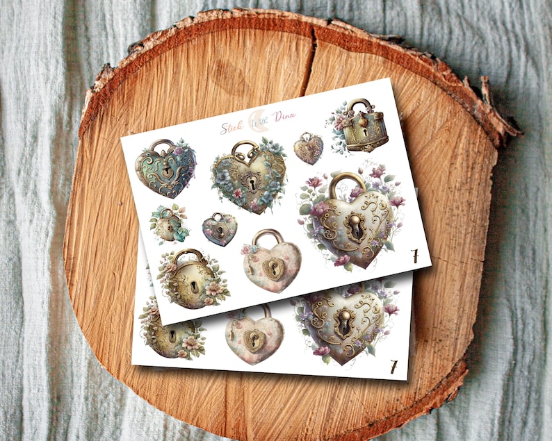 Heart Shaped Locks, Mini Sticker Sheet | Valentines Stickers, Bullet ...