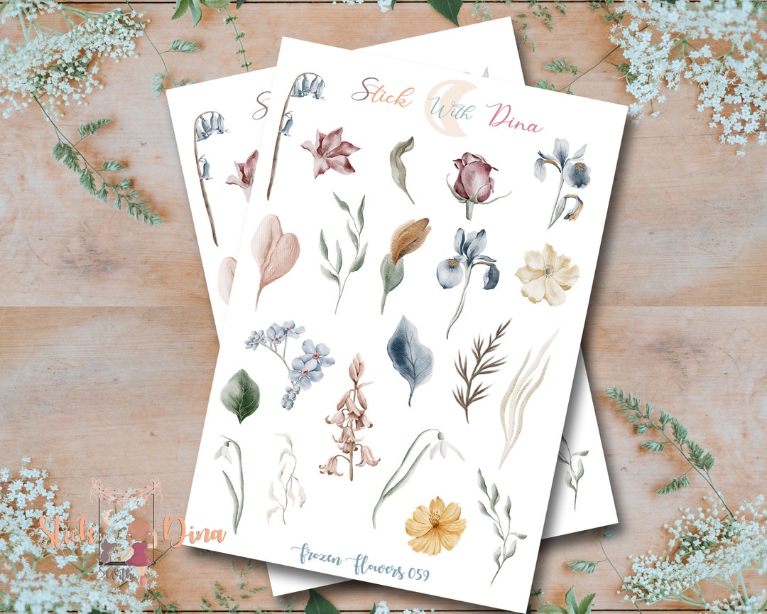Frozen Flowers Stickers Sheet | Bujo Stickers, Spring Bullet Journaling ...
