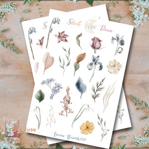 Frozen Flowers Stickers Sheet |  Bujo Stickers, Spring Bullet Journaling Stickers, Florals Sticker Sheet Journal, Deco Sticker 059