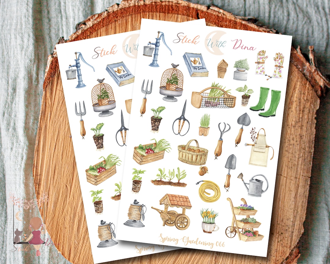Spring Gardening Stickers Sheet | Bujo Stickers, Planner Stickers, Bullet Journaling Stickers ...