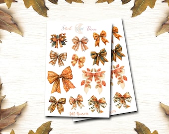 Coquette autumn Bows Sticker Sheet | Decorative Sticker of fall, Autumn Stickers for planner, Fall aesthetic Stickers, Ribbons Stickers, 098
