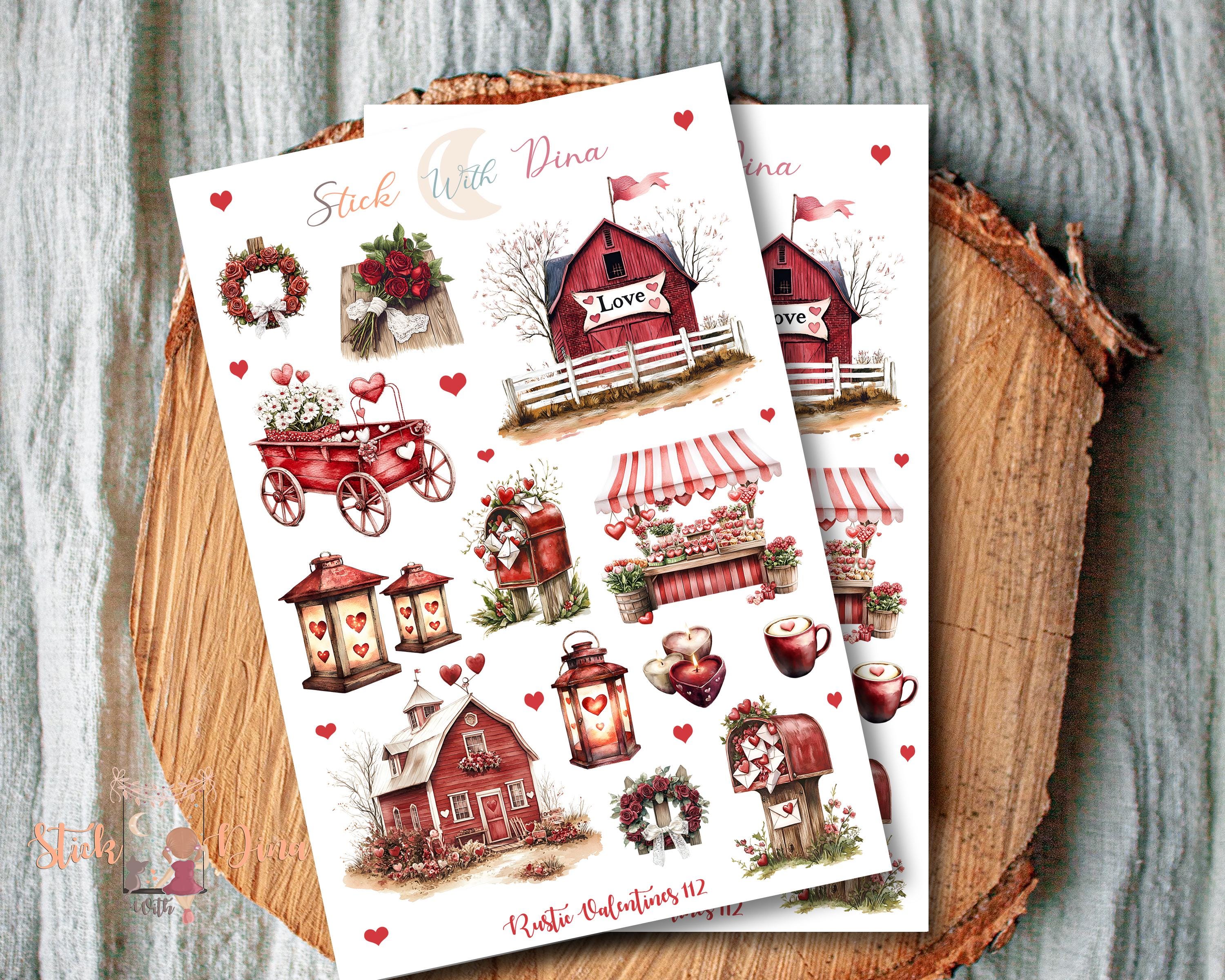 Rustic Valentines Stickers Sheet | Barn Bujo Stickers, Farmhouse ...