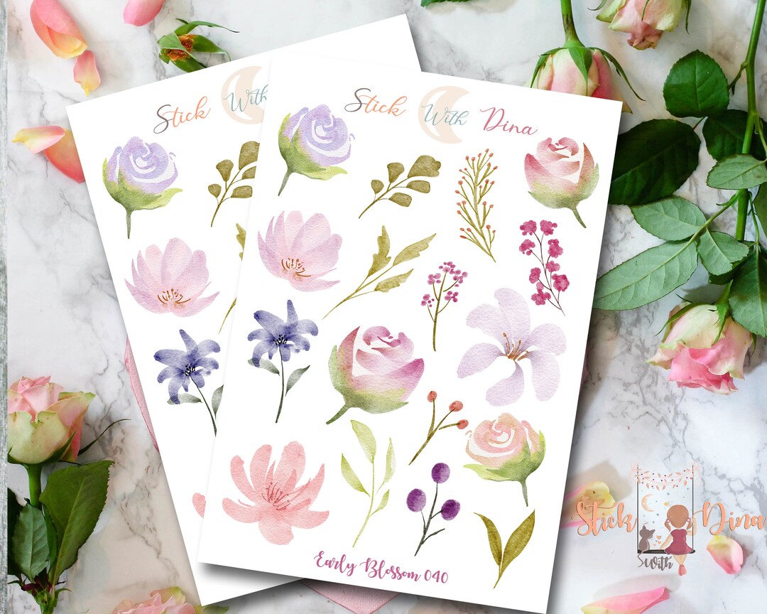 Early Blossom Stickers Sheet | Bujo Stickers, Spring Bullet Journaling ...
