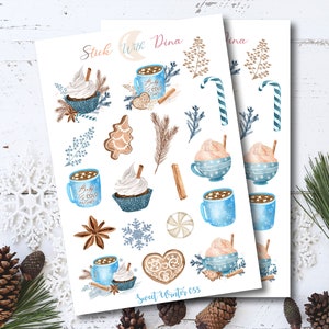 Sweet Winter Stickers Sheet |  Treats Bujo Stickers, Christmas Planner Stickers, Christmas Bullet Journaling Stickers, Holiday Sweets 055