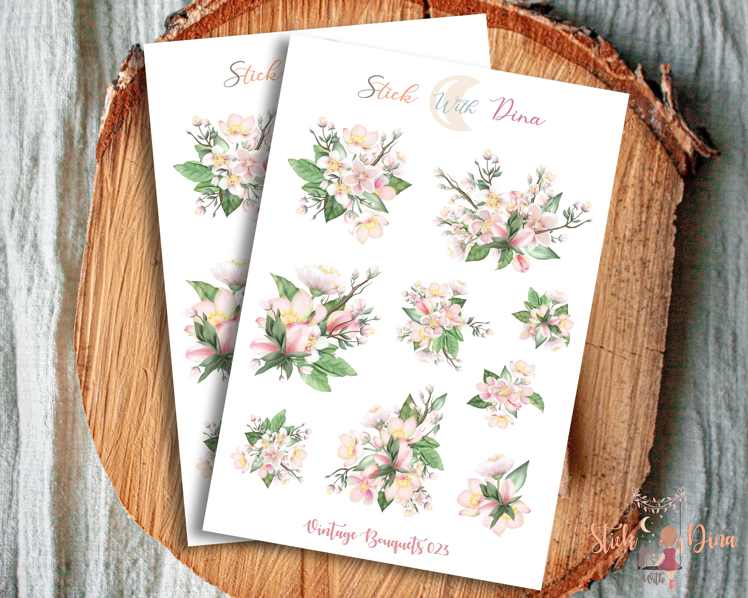 Vintage Bouquet Stickers Sheet | Floral Stickers, Bujo Stickers ...
