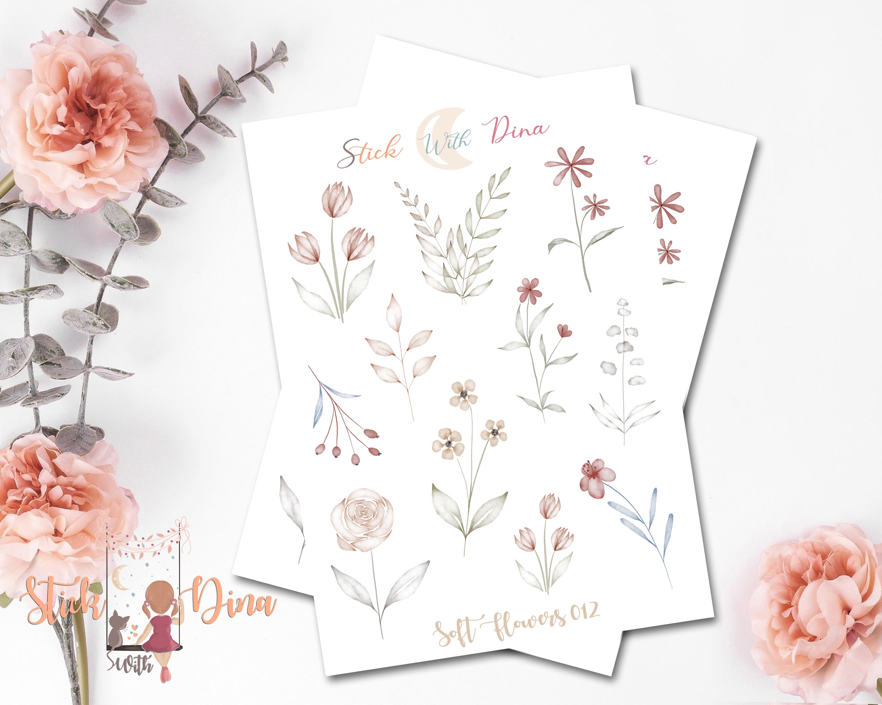 Spring Flower Stickers Sheet Bujo Stickers Planner - Etsy