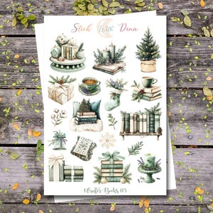 Winter Books Sticker Sheet, Reading in Winter, Cozy Snowy Holiday, Rustic Winter, Stickers for journaling, Bujo Stickers 105