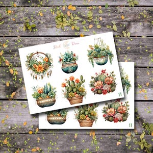 Mini feuille d'autocollants pour plantes succulentes | Stickers agenda floral, Stickers plantes, Stickers Bullet Journaling, Sticker plantes de Junk Journal