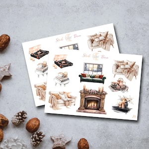 Cozy Mini Sticker Sheet | Winter Stickers, Aesthetic Stickers, Bullet Journaling Stickers, Christmas Stickers, Holiday Sticker Sheet