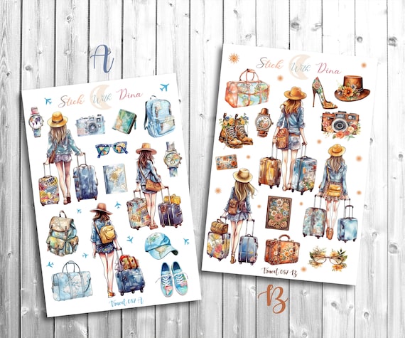 Travel Planner Stickers | Travel Journal Stickers, Traveling Aesthetic Stickers, Bullet Journaling Stickers, 087