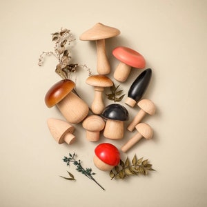 11Pcs Wooden Mushroom Blocks Wooden Toys  Home decor DIY art & craft wood art
