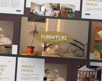 FURNITURE Powerpoint | Keynote | Google Slide Bundle Presentation Template | Canva Creative Brand Business Presentation
