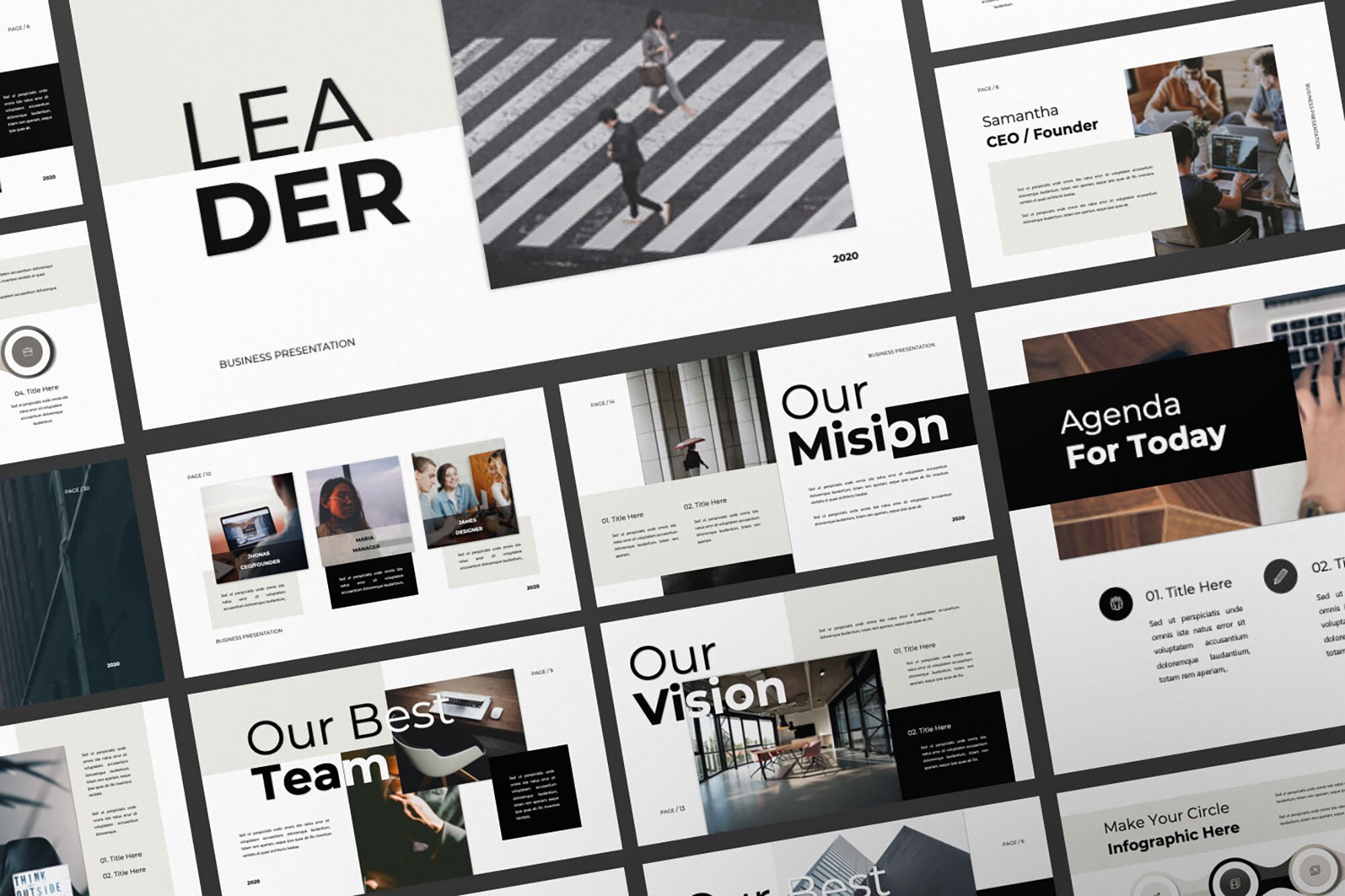 LEADER Powerpoint | Keynote | Google Slide Bundle Presentation Template | Canva Creative Brand Business Presentation