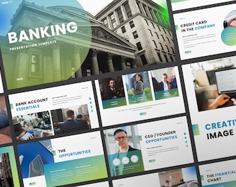 BANKING Powerpoint | Keynote | Google Slide Bundle Presentation Template | Canva Creative Brand Business Presentation