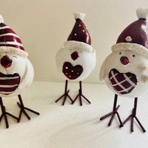 A set of 3 Robins Christmas Ornaments . A unique Christmas Gift Decoration idea.