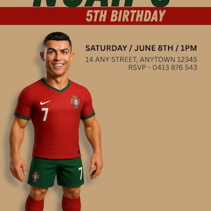 Ronaldo birthday invite kids birthday invitation