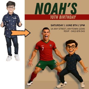 Faire-part d'anniversaire Ronaldo - Faire-part d'anniversaire Cristiano pour enfants sur mesure, téléchargement numérique