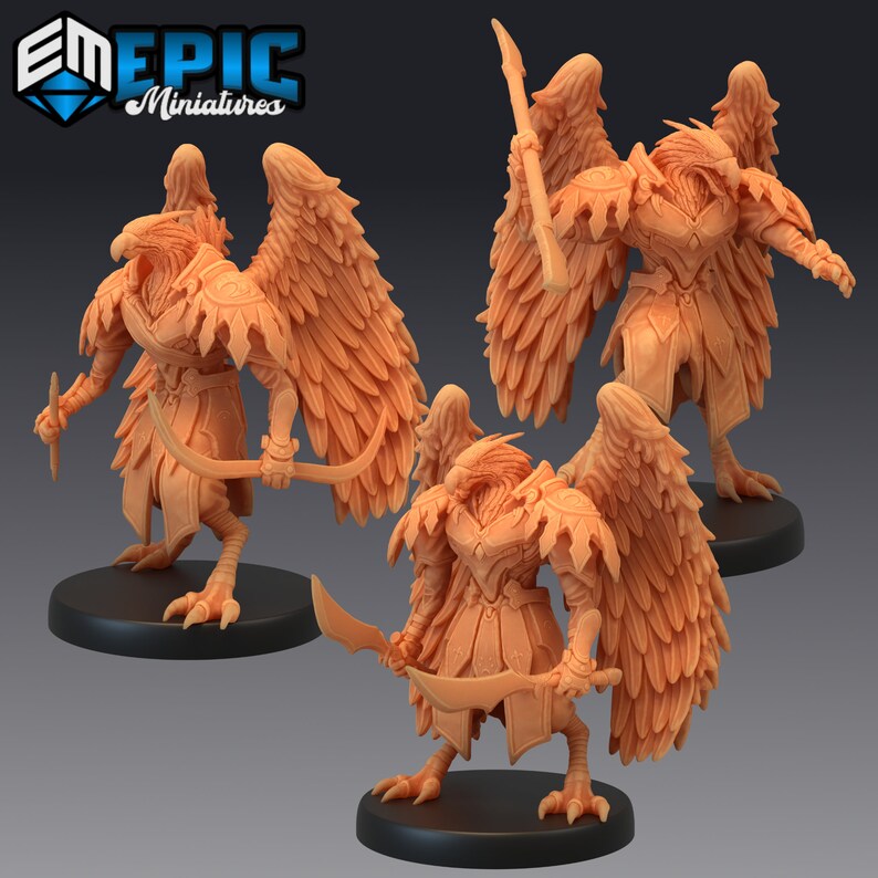 Birdfolk Eagle / Aarakocra 3 variants Epic Miniatures Bild 1