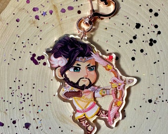 Cupid Hanzo Clear 3” Glitter Epoxy Double Sided Keychain