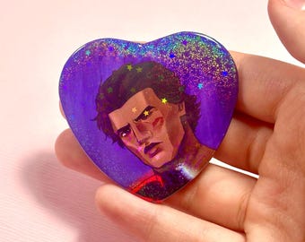 Miguel Kiss 3in Holographic Heart Button