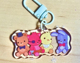 FNAF Freddy, Chica, Bonnie, Foxy Plush Double Sided Glitter Epoxy Charm (Tiny!)