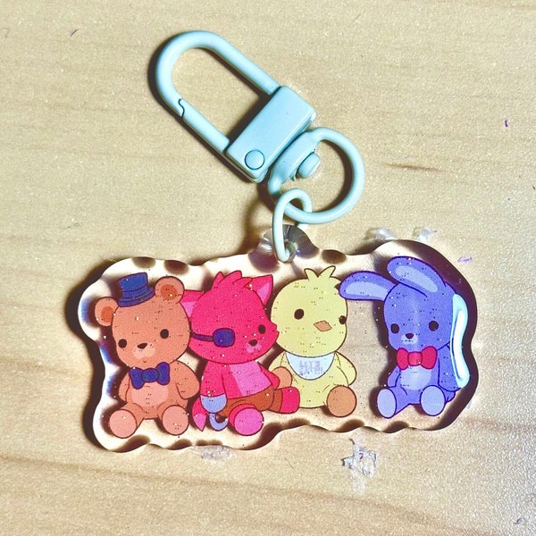 FNAF Freddy, Chica, Bonnie, Foxy Plush Double Sided Glitter Epoxy Charm (Tiny!)