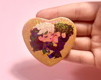 Rogue Gambit 3in Holographic Heart Button