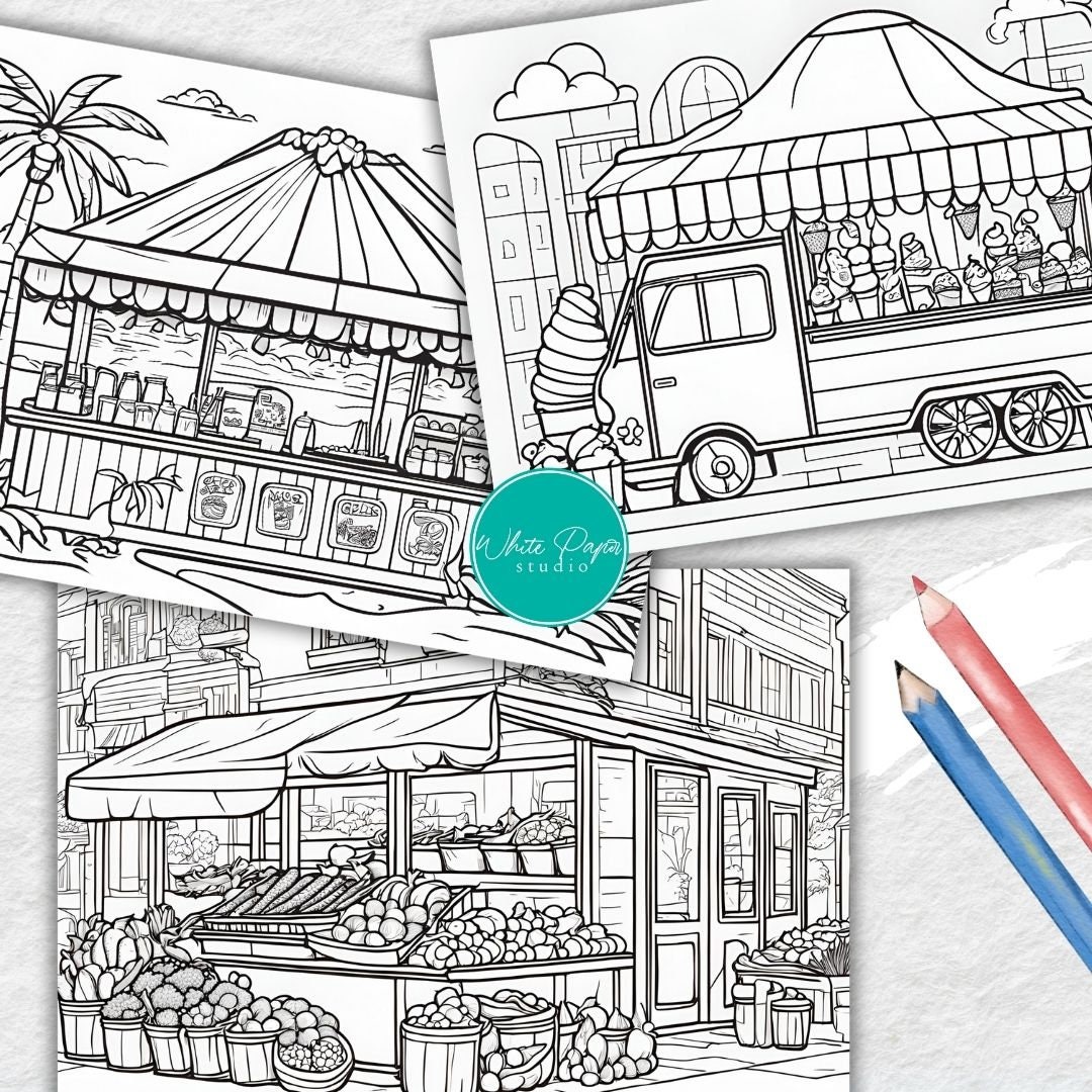 PRINTABLE COLOURING PAGES Food Colouring for Kids and Adults Digital
