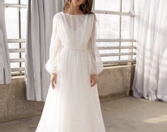 white chiffon gown