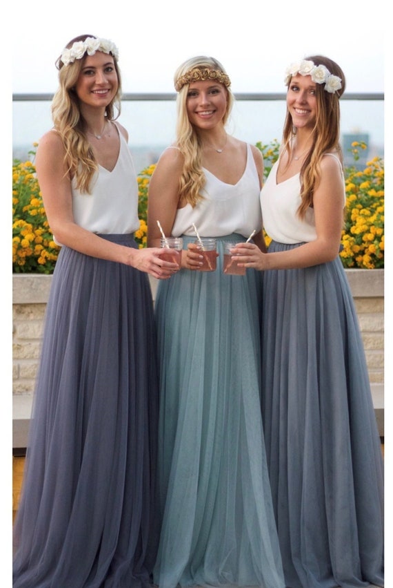 Skirts for Women Women Floral Print Elastic Waist Band Midi Skirt Double  Layer Puffy Princess Skirt Women's Skirts Grey S 