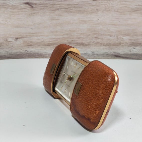 1970's Europa German Folding Travel Alarm Clock in Leather Case - Etsy