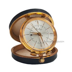 Montre de voyage compacte suisse Bel Art, petite taille 4,5 cm Réveil de voyage pliant dans un étui en cuir
