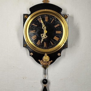 Farcot  French Small antique cartel-clock in blackened wood by.  Style Napoleon III
